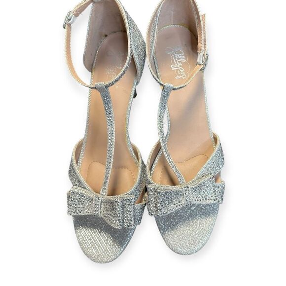 JELLYPOP Women’s Silver Glitter Rhinestone Bow Keelin High Heel Sandals Size 10 - Picture 8 of 8